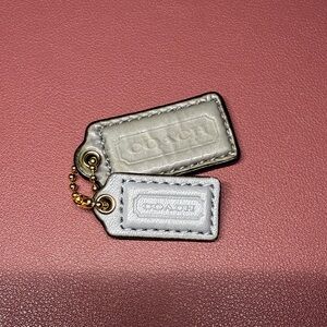 Coach Pink and Gray Leather Keychain Tags
